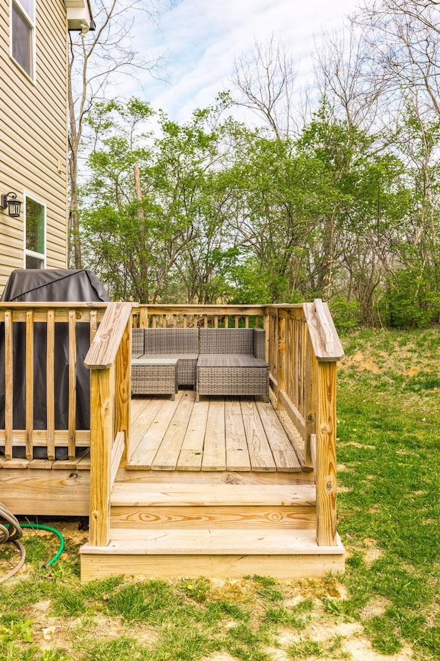 wooden deck with a sunroom