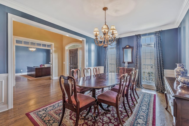 1531 Pumpkin Ridge Ct, Nolensville, TN 37135 - dining room featuring crown molding, baseboards, a chandelier, and wood finished floors