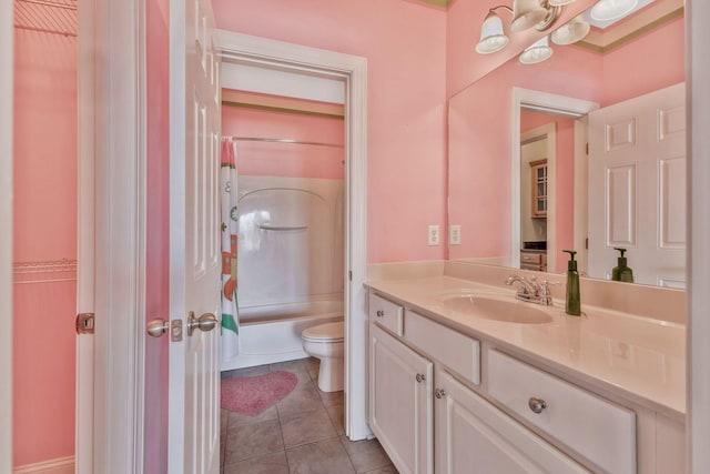 1531 Pumpkin Ridge Ct, Nolensville, TN 37135 - bathroom featuring toilet, vanity, tile patterned floors, and shower / bath combo