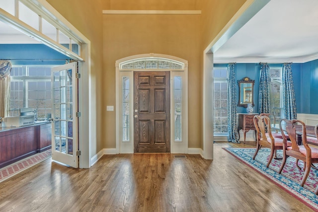 1531 Pumpkin Ridge Ct, Nolensville, TN 37135 - foyer entrance with a high ceiling, crown molding, baseboards, and wood finished floors