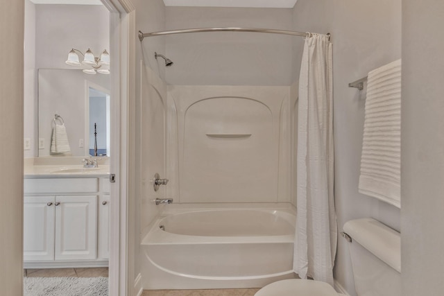 1531 Pumpkin Ridge Ct, Nolensville, TN 37135 - bathroom featuring tile patterned floors, shower / tub combo, toilet, and vanity