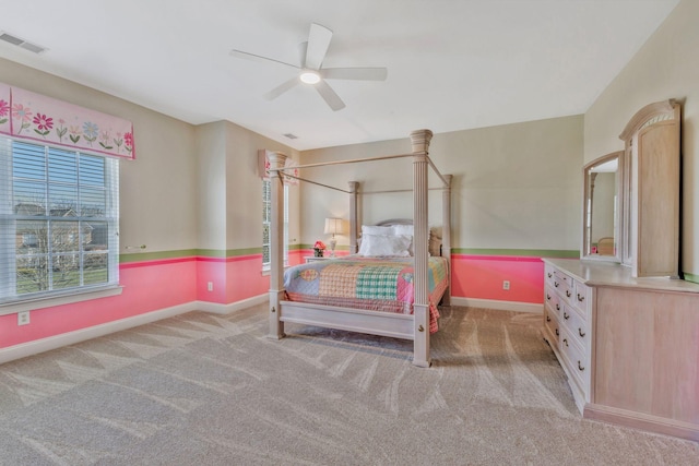 1531 Pumpkin Ridge Ct, Nolensville, TN 37135 - bedroom featuring baseboards, ceiling fan, visible vents, and light colored carpet