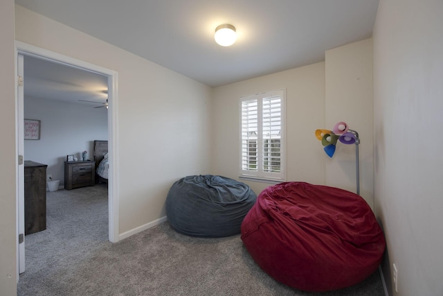 interior space featuring baseboards and carpet floors