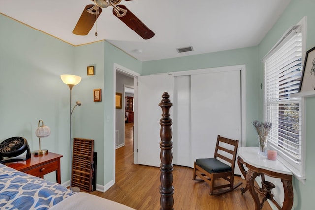 4337 Morriswood Dr, Nashville, TN 37204 - bedroom featuring wood finished floors, baseboards, a ceiling fan, and a closet