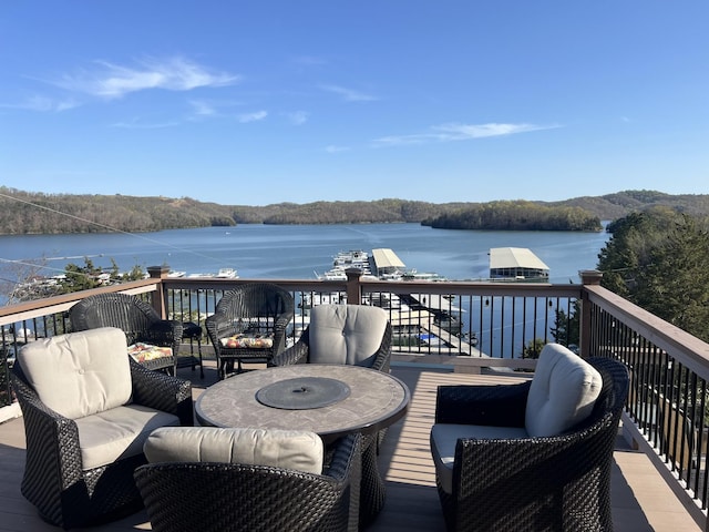 764 Cedar Hill Rd, Celina, TN 38551 - deck featuring a water view and an outdoor hangout area