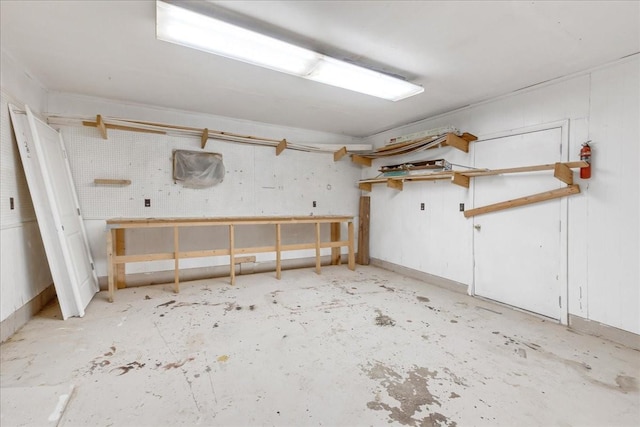 below grade area featuring a workshop area