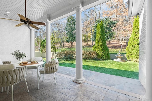 view of patio / terrace featuring ceiling fan