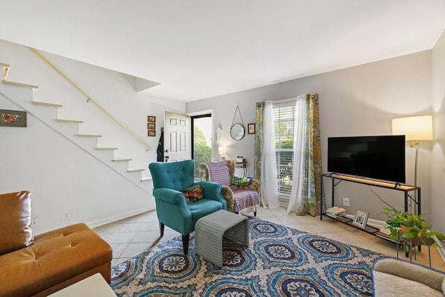 115 Northcrest Ct, Nashville, TN 37211 - living area with stairs, baseboards, and light tile patterned floors