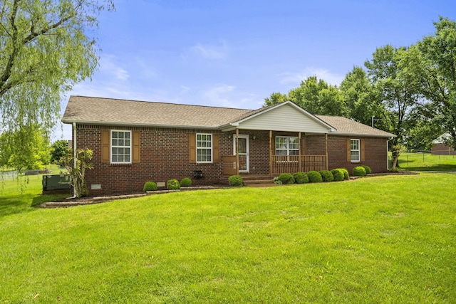 117 Rolling Meadows Ave, Portland, TN 37148 - ranch-style home featuring covered porch, brick siding, a shingled roof, and crawl space
