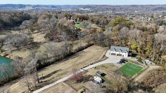 7990 Poplar Creek Rd, Nashville, TN 37221 - birds eye view of property featuring a water view and a wooded view