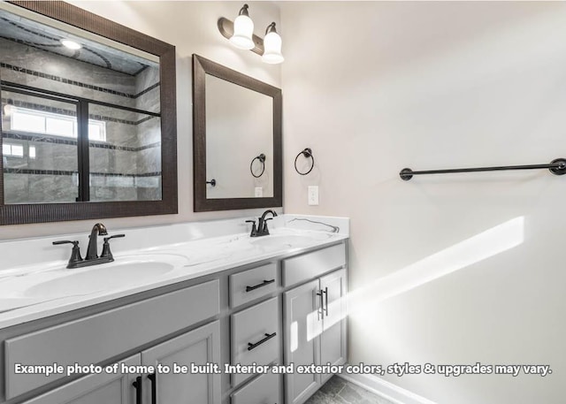 bathroom with double vanity and a sink