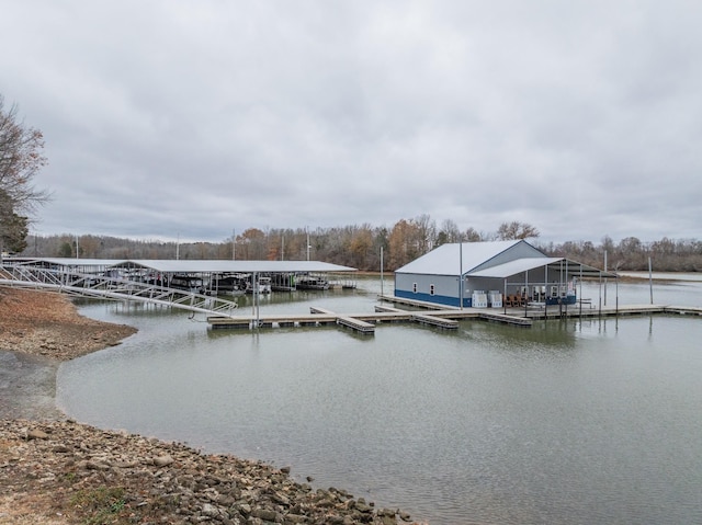 dock area featuring a water view