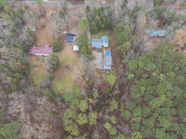 bird's eye view featuring a view of trees