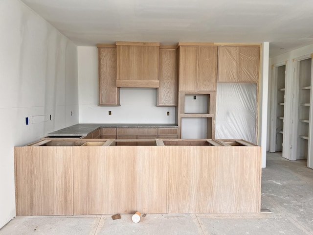 kitchen featuring light brown cabinetry