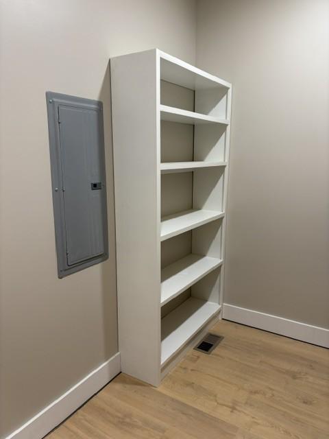 closet featuring visible vents and electric panel