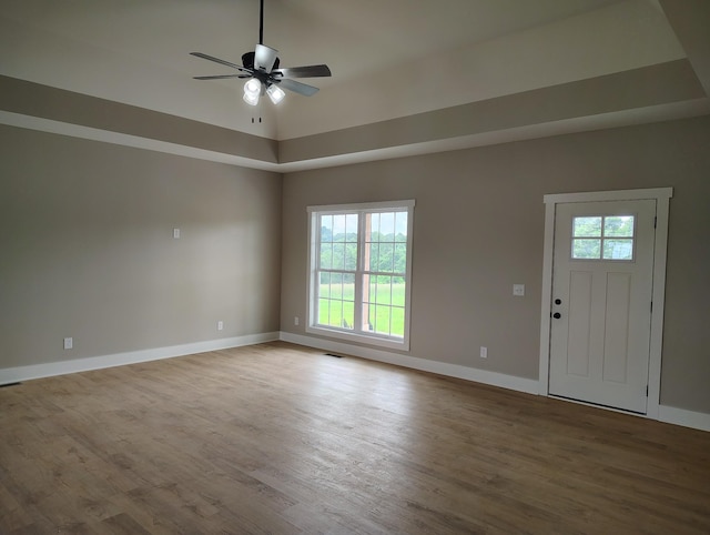1452 Purtle Rd, Lafayette, TN 37083 - entryway with a ceiling fan, wood finished floors, and baseboards