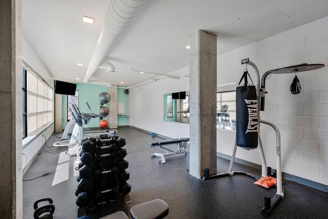 1900 12th Ave S Unit 404, Nashville, TN 37203 - gym featuring concrete block wall
