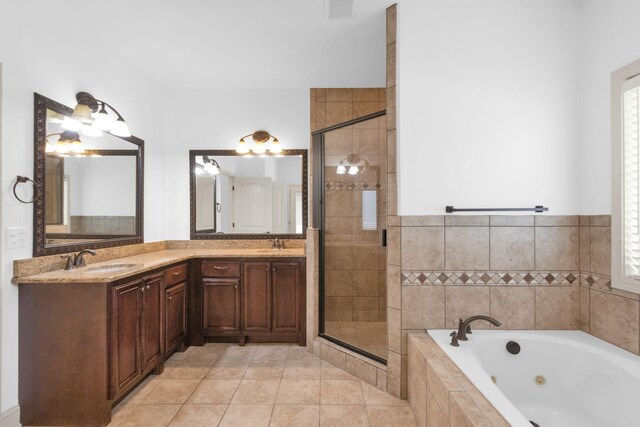 2726 Wynthrope Hall Dr, Murfreesboro, TN 37129 - full bath featuring a shower stall, a jetted tub, double vanity, and tile patterned floors
