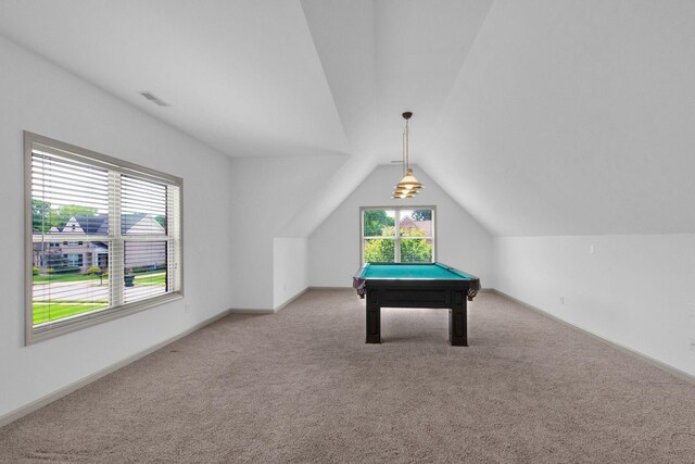 2726 Wynthrope Hall Dr, Murfreesboro, TN 37129 - playroom with carpet, billiards, and lofted ceiling
