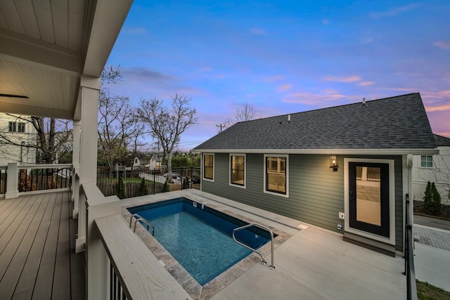 1405 Ashwood Ave, Nashville, TN 37212 - pool at dusk featuring fence and a deck
