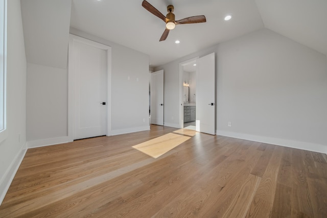 1405 Ashwood Ave, Nashville, TN 37212 - additional living space featuring light wood-type flooring, baseboards, recessed lighting, lofted ceiling, and ceiling fan
