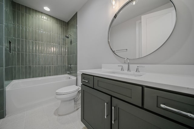 1405 Ashwood Ave, Nashville, TN 37212 - bathroom with toilet, vanity, tile patterned flooring, and  shower combination