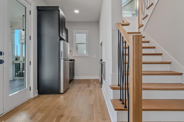1405 Ashwood Ave, Nashville, TN 37212 - interior space with recessed lighting, baseboards, light wood-type flooring, and stairway