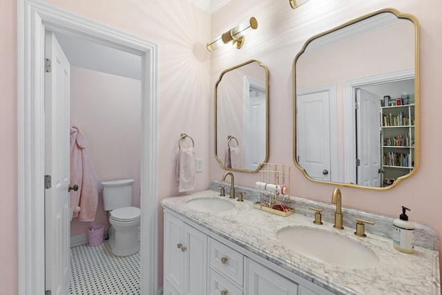 4 Colonel Winstead Dr, Brentwood, TN 37027 - bathroom with toilet, tile patterned floors, a sink, and double vanity