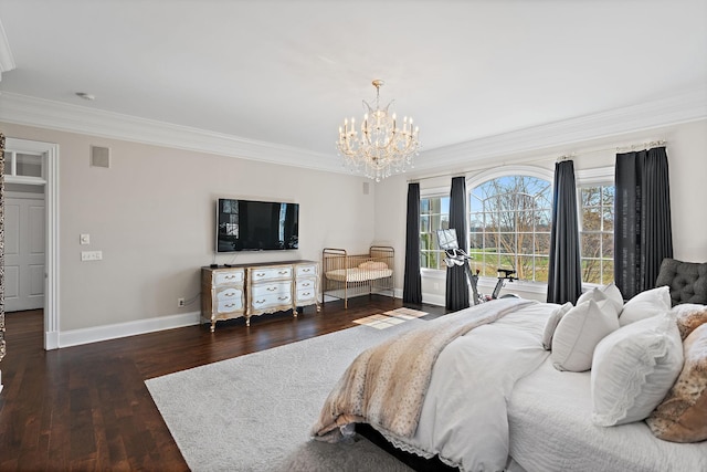 4 Colonel Winstead Dr, Brentwood, TN 37027 - bedroom with wood finished floors, visible vents, crown molding, baseboards, and a chandelier