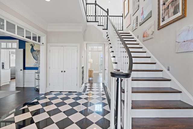 4 Colonel Winstead Dr, Brentwood, TN 37027 - foyer featuring a high ceiling, crown molding, and stairs