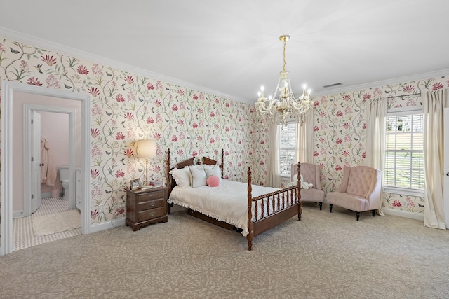 4 Colonel Winstead Dr, Brentwood, TN 37027 - bedroom featuring carpet flooring, a notable chandelier, and crown molding