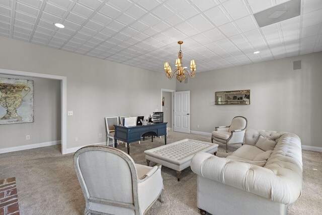 4 Colonel Winstead Dr, Brentwood, TN 37027 - living area with recessed lighting, visible vents, carpet floors, baseboards, and a notable chandelier