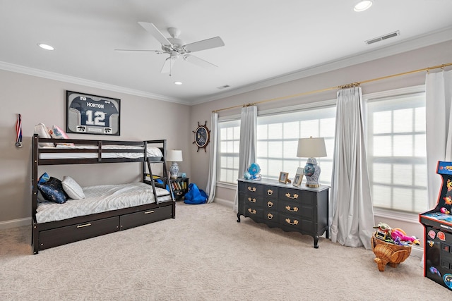4 Colonel Winstead Dr, Brentwood, TN 37027 - carpeted bedroom featuring baseboards, visible vents, recessed lighting, and ornamental molding