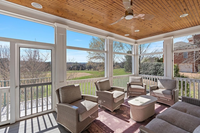 4 Colonel Winstead Dr, Brentwood, TN 37027 - sunroom / solarium featuring an outdoor hangout area, a ceiling fan, and a wealth of natural light