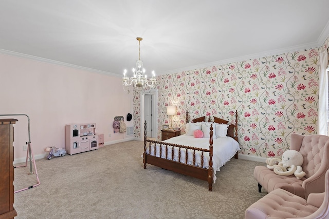 4 Colonel Winstead Dr, Brentwood, TN 37027 - bedroom featuring baseboards, carpet, a notable chandelier, and crown molding