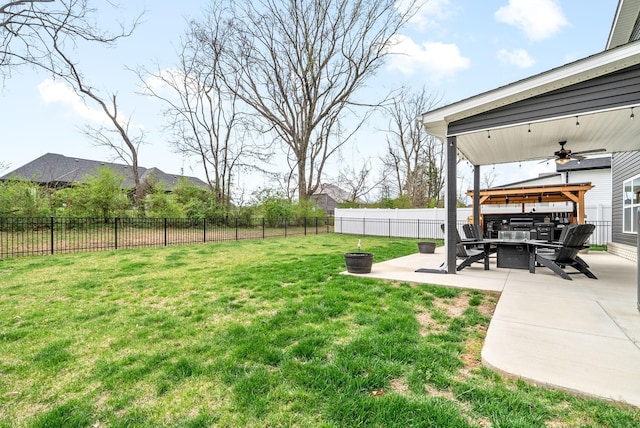 221 Wesson Dr, Clarksville, TN 37043 - view of yard featuring a patio, a fenced backyard, and a ceiling fan