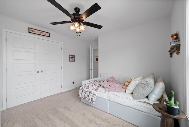 221 Wesson Dr, Clarksville, TN 37043 - carpeted bedroom with a closet, baseboards, and a ceiling fan