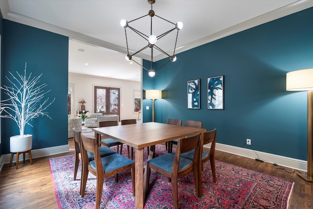 924 Gilmore Ave, Nashville, TN 37204 - dining space featuring baseboards, wood finished floors, and french doors