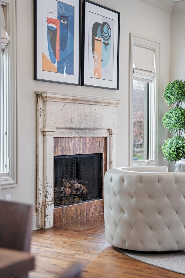 924 Gilmore Ave, Nashville, TN 37204 - details with wood finished floors and a brick fireplace