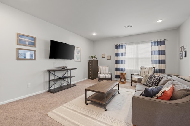 1424 Old Stone Rd NW, Lebanon, TN 37087 - carpeted living area featuring baseboards, visible vents, and recessed lighting