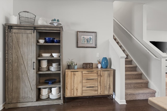 1424 Old Stone Rd NW, Lebanon, TN 37087 - interior space with baseboards, stairs, and dark wood finished floors