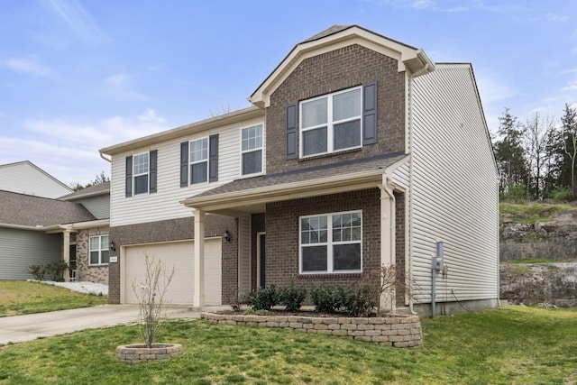 1424 Old Stone Rd NW, Lebanon, TN 37087 - traditional-style home featuring driveway, brick siding, an attached garage, and a front yard