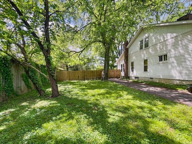 view of yard with a fenced backyard