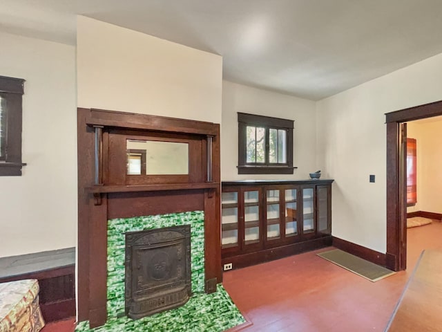 living room featuring baseboards