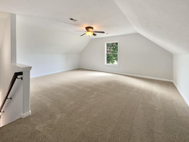 851 Salem Rd, Clarksville, TN 37040 - additional living space featuring carpet flooring, vaulted ceiling, ceiling fan, and baseboards