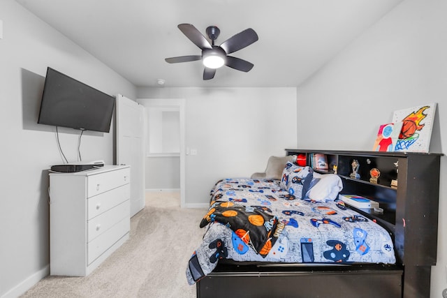2037 Hamilton Hill Dr, Antioch, TN 37013 - bedroom with light carpet, a ceiling fan, and baseboards