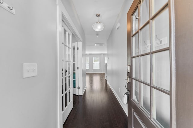 2037 Hamilton Hill Dr, Antioch, TN 37013 - hall with wood-type flooring, visible vents, baseboards, and french doors