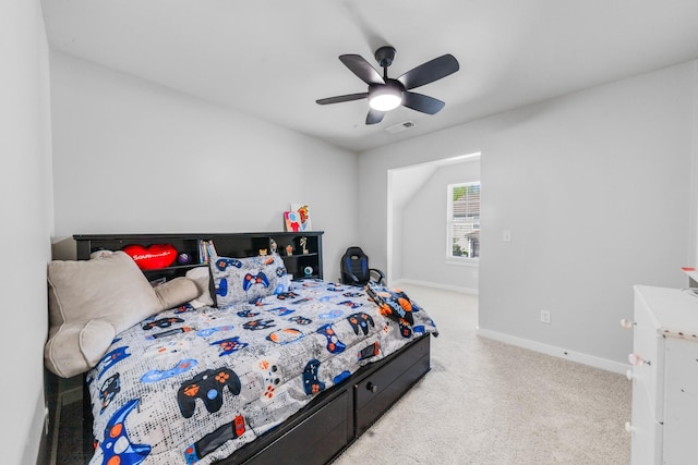 2037 Hamilton Hill Dr, Antioch, TN 37013 - carpeted bedroom featuring baseboards, visible vents, and ceiling fan