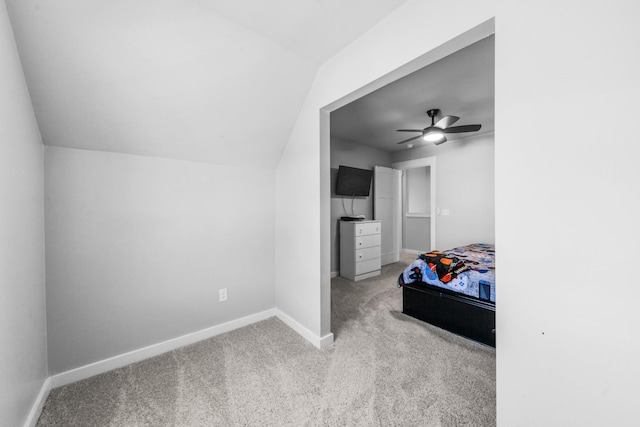 2037 Hamilton Hill Dr, Antioch, TN 37013 - carpeted bedroom with lofted ceiling, a ceiling fan, and baseboards