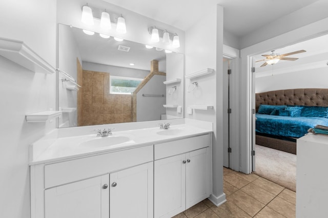 2037 Hamilton Hill Dr, Antioch, TN 37013 - full bathroom with tile patterned floors, visible vents, a sink, and double vanity